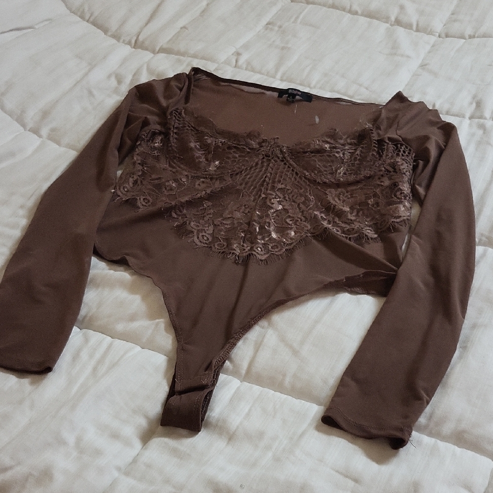 Elegant Brown Lace Women's Top